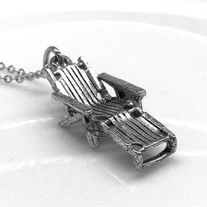 Silver plated Beach Vacation Pool Chair Charm Necklace